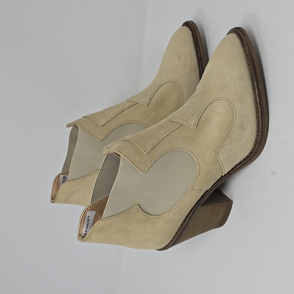 Lascana Beige Cowboy Leather Booties Women's Size 38 - Picture 3 of 5